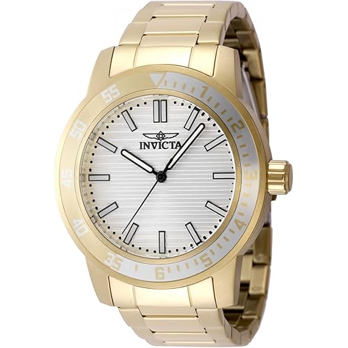 Invicta Specialty Men 45mm Stainless Steel Gold Silver dial PC21J Quartz