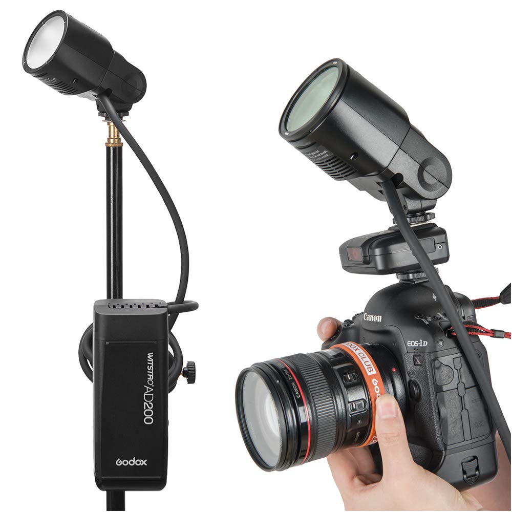 Godox 200W Extension Flash EC200 para Godox AD200/AD200Pro Pocket Flash, 2M Extend Power Cable, Funciona con AD200 Bare Bulbs Head y Speedlite Head