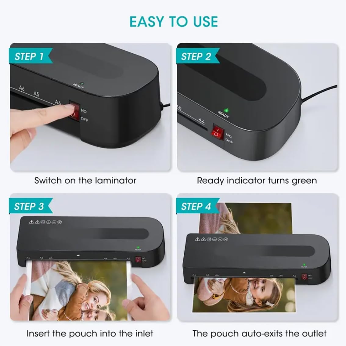 Plastificatrice Termica da 9 Pollici, Formato A4, con 30 Buste per Plastificazione E Taglierina per Carta, Ideale per Scuole, Casa, Ufficio E Aziende.