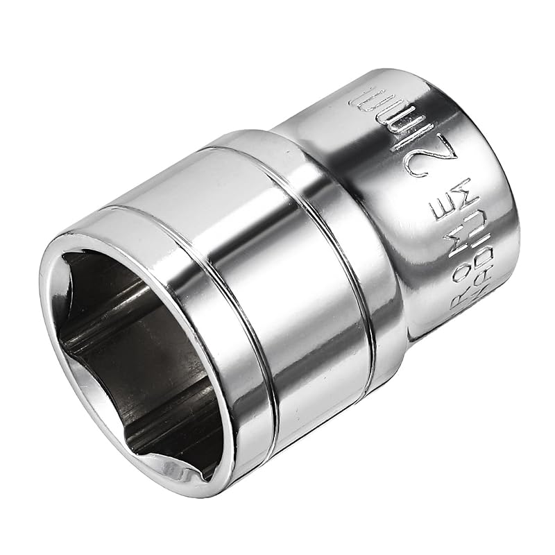 Soquete sextavado 21 mm com encaixe quadrado de 12,7 mm (1/2 pol.), perfil curto, aço cromo-vanádio uxcell