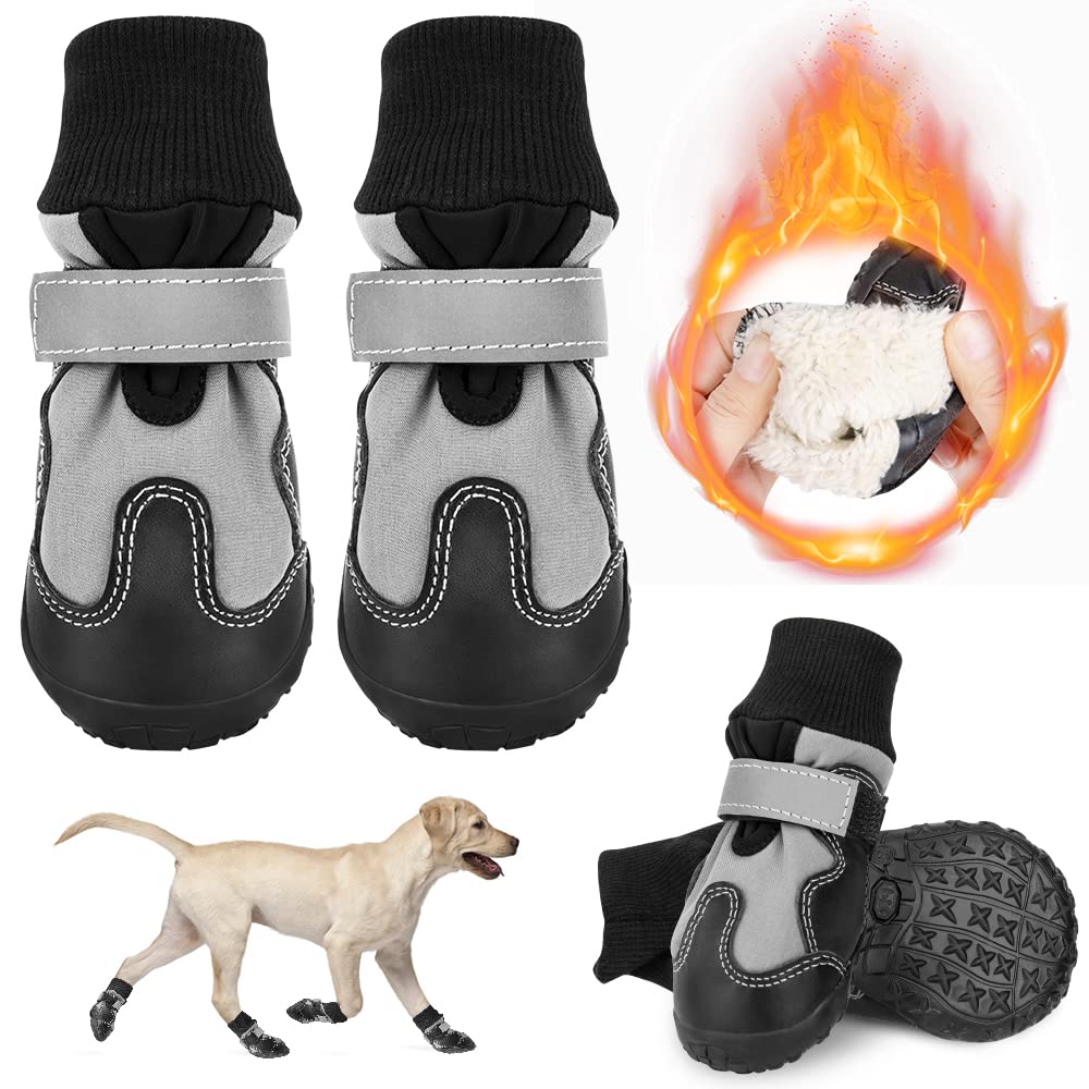 SlowTon Waterdichte Hondenschoenen – Warme Winterlaarzen Met Antislip Rubberen Zool En Reflectie, Voor Kleine En Grote Honden