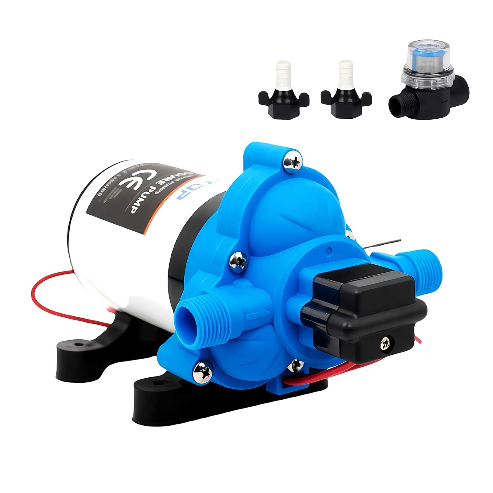 12V Membranpumpe mit 45PSI/3.1BAR, selbstansaugend, 11,6 L/min Druckpumpe mit Auto-Druckschalter – Membran-Wasserpumpe für Wohnmobil, Boot, Camper, Yacht & Caravan