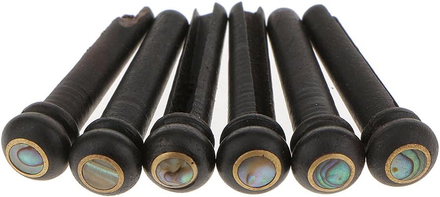 Jili Online 12 Ebony Wood Abalone Shell Bridge Pins Acoustic Guitar String Pegs Pin Set : Musical Instruments