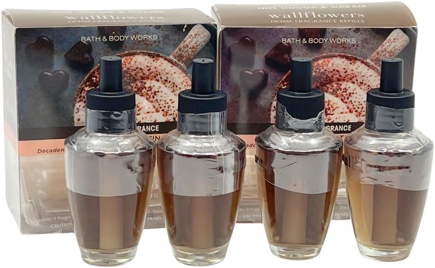 Bath & Body Works Hot Cocoa & Cream Wallflowers Home Fragrance Refills 0.8 fl oz Each - 4 Pack, Brown
