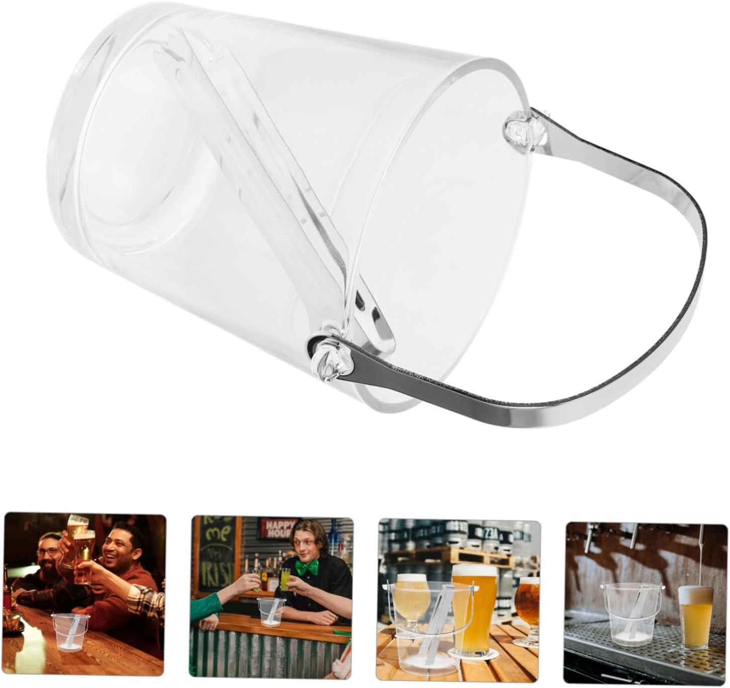 PRETYZOOM Capacity Ice Bucket Stainless Steel Ice Tongs Beer Wine Storage Holder for Parties