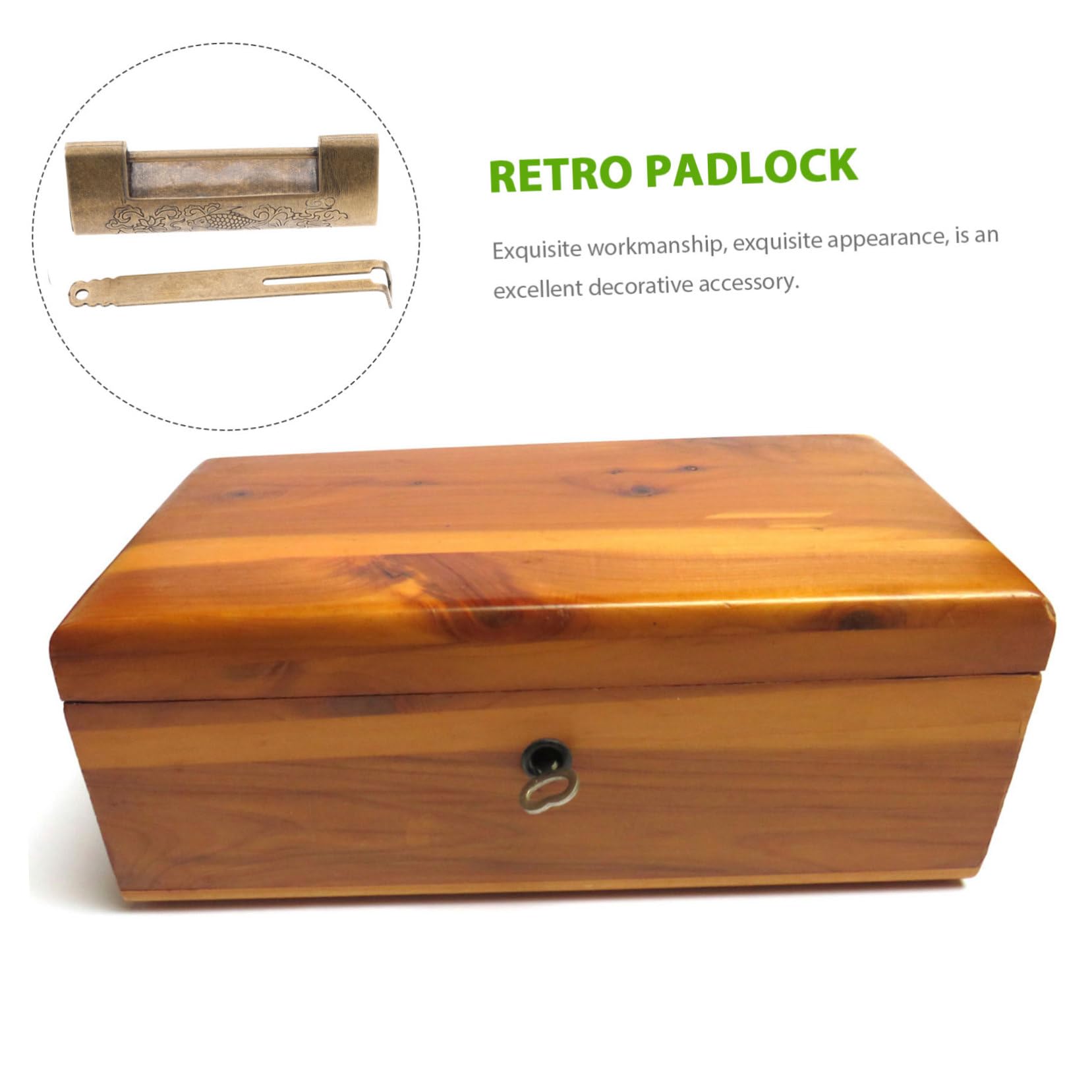 Hemobllo 3sätze Vintage Engraved Padlock Aus Antikes Holzbox-vorhängeschloss Retro-design Mit Traditionellen Chinesischen Mustern Für Schmuckschatullen