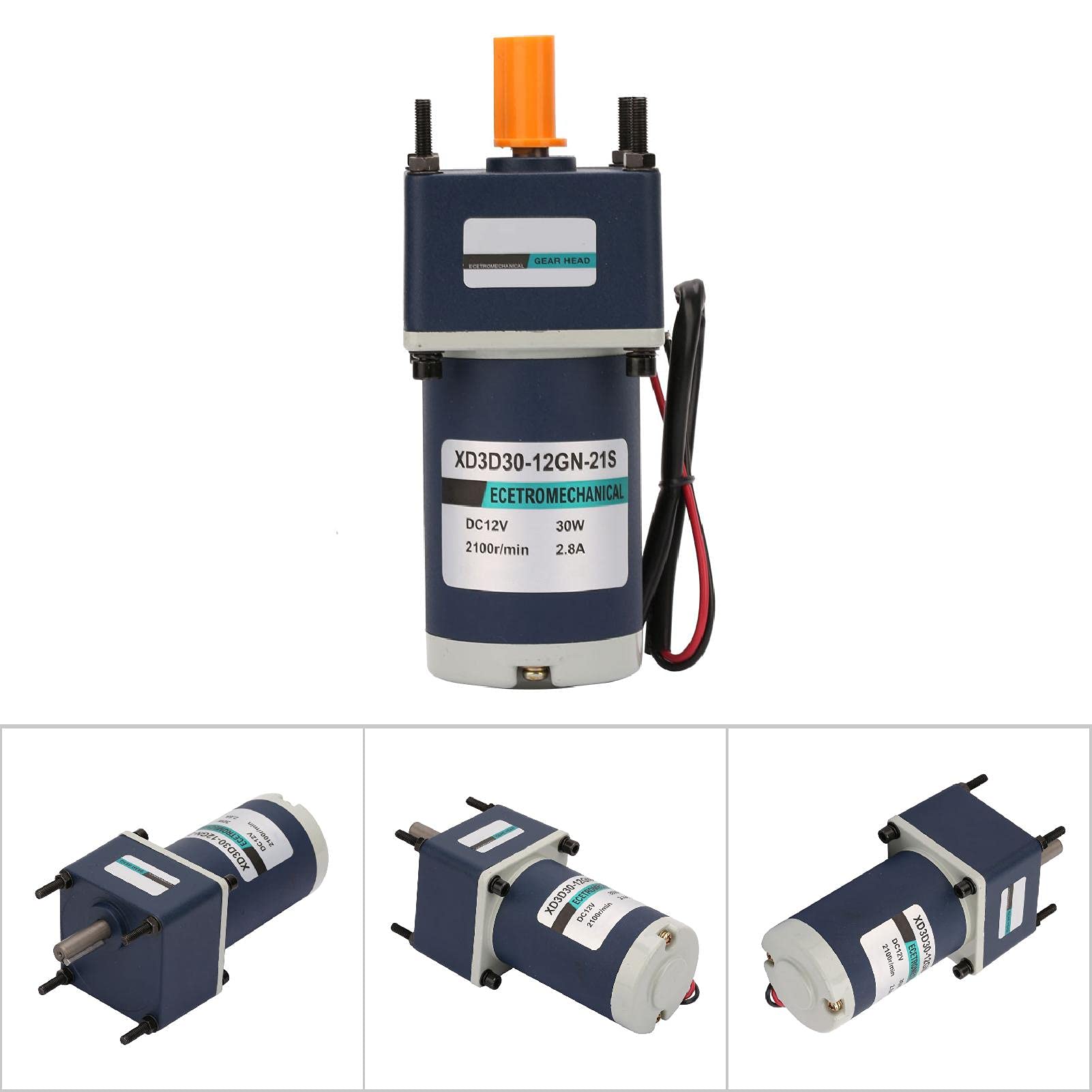 Esfuerzo de Torsión Largo de la Vida de Servicio del Motor del Engranaje de DC del Imán Permanente 30W Alto para los Proyectos de DIY (Relación de reducción 20.100 RPM)
