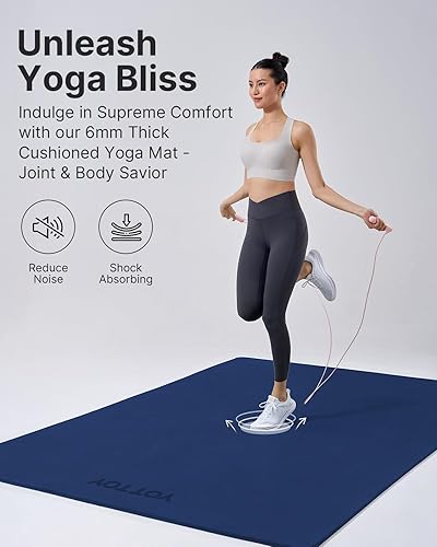 Miniatura 6 de YOTTOY Tapete de yoga grande (75 x 52 x 12 pulgadas), tapete de ejercicio TPE extra ancho, tapete de entrenamiento antideslizante para pilates,