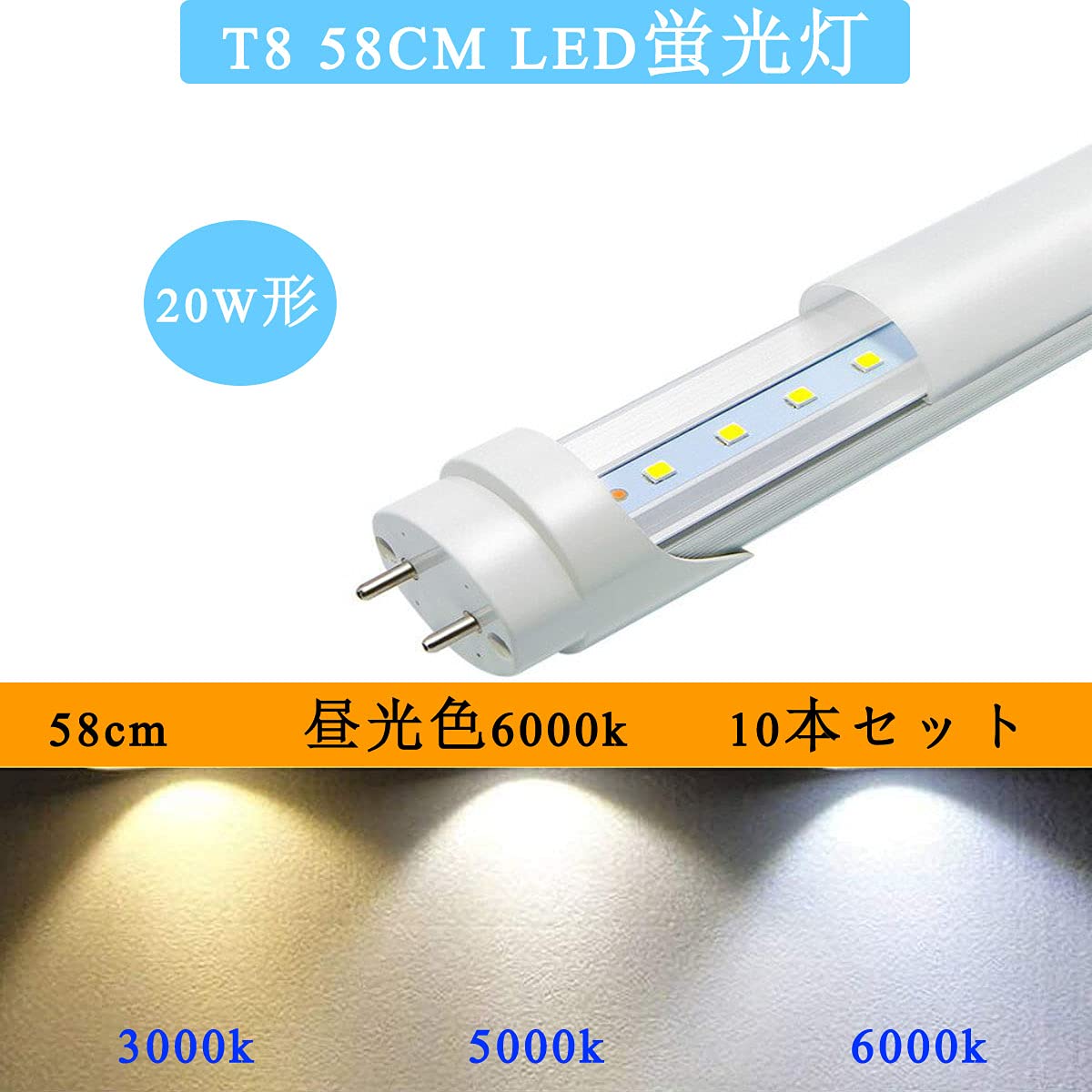 Amazon | led 蛍光灯 20w形20型 直管 蛍光灯 led 蛍光管 取り付けが