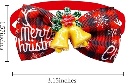 Miniatura 2 de Petunny 10 pajaritas de Navidad para perros, collar de Navidad ajustable para perro, Papá Noel, para decoración de perros, gatos (color al azar)