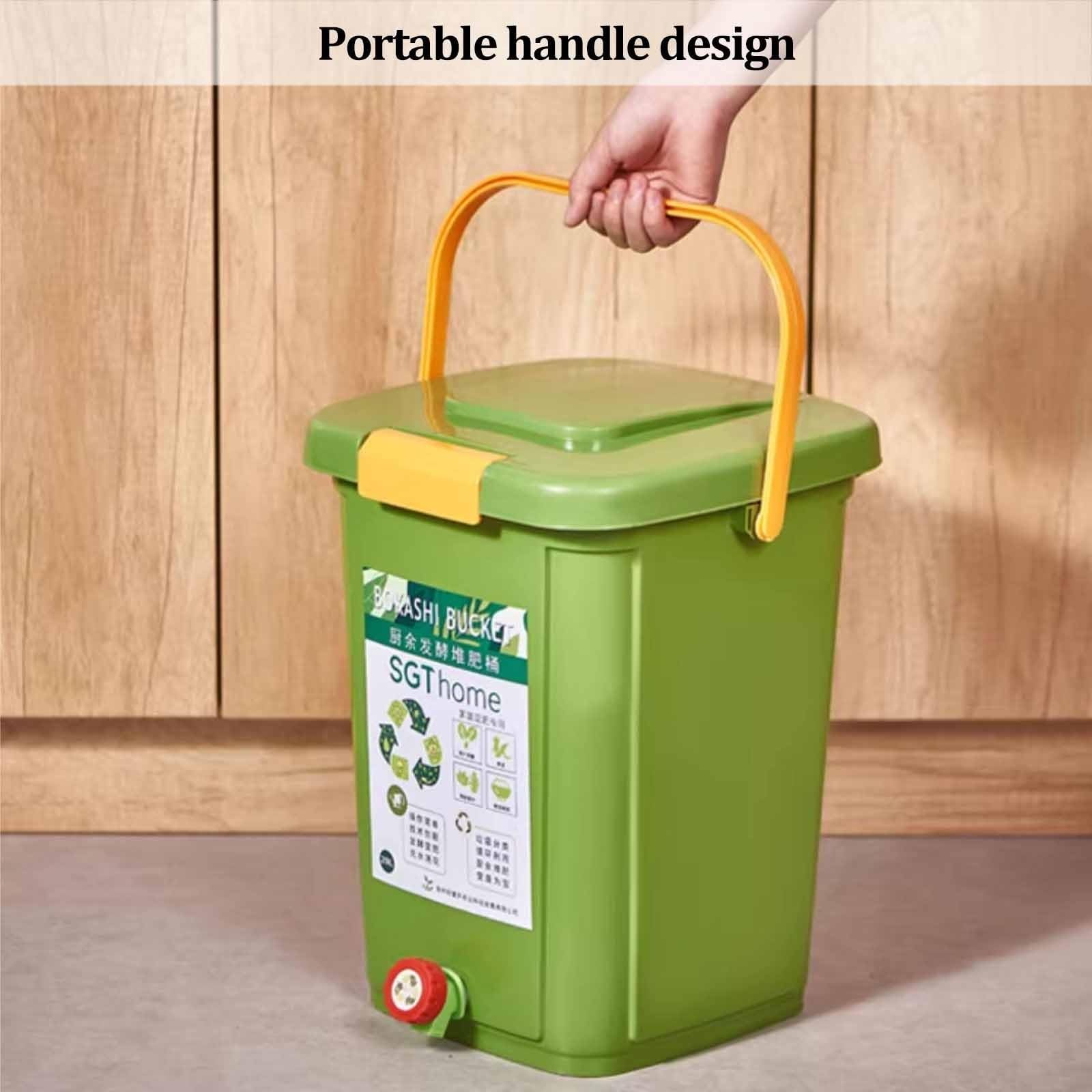 Secchio per compost alimentare, secchio per compost da banco con coperchio, composter da cucina per scarti alimentari, contenitore per compost per rifiuti alimentari (verde)(10L)