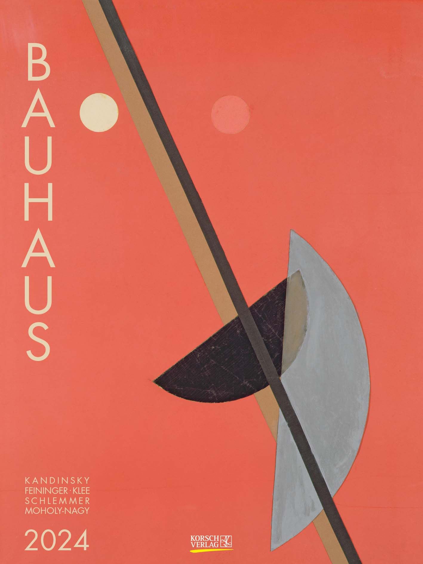 Bauhaus 2024 - Calendario de pared grande de alta calidad con obras maestras del estilo Bauhaus. Formato de la galería de arte: 48 x 64 cm.
