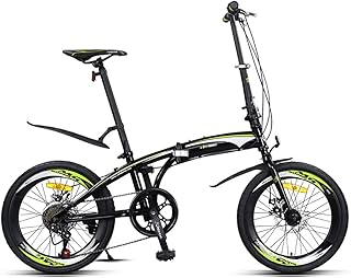 DODOBD 20 Inch Folding City Bike Bicycle, Carbon Steel Foldable Bicycle, Small Unisex Folding Bicycle 7-Speed Variable Speed, Adult Portable Bicycle City Bicycle