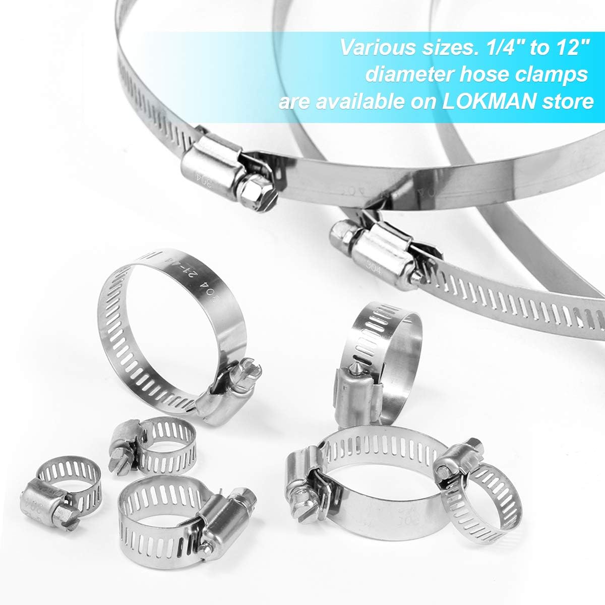 LOKMAN 10 Pack 3 Inch Stainless Steel Hose Clamps Worm Gear Duct Clamps