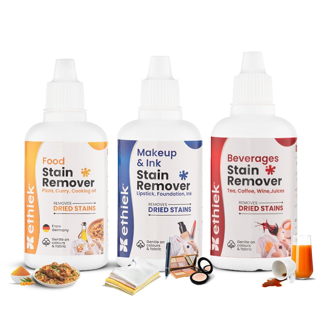 Stain Removal Specialist Kit | Works on Chutney, Haldi, Chocolate, Curry, Ball Pen, Ink, Foundation, Lipstick, Coffee, Tea, Wine, Juice Stains, Set of 3 Bottles (Combo (50 ml X 3))-image-27