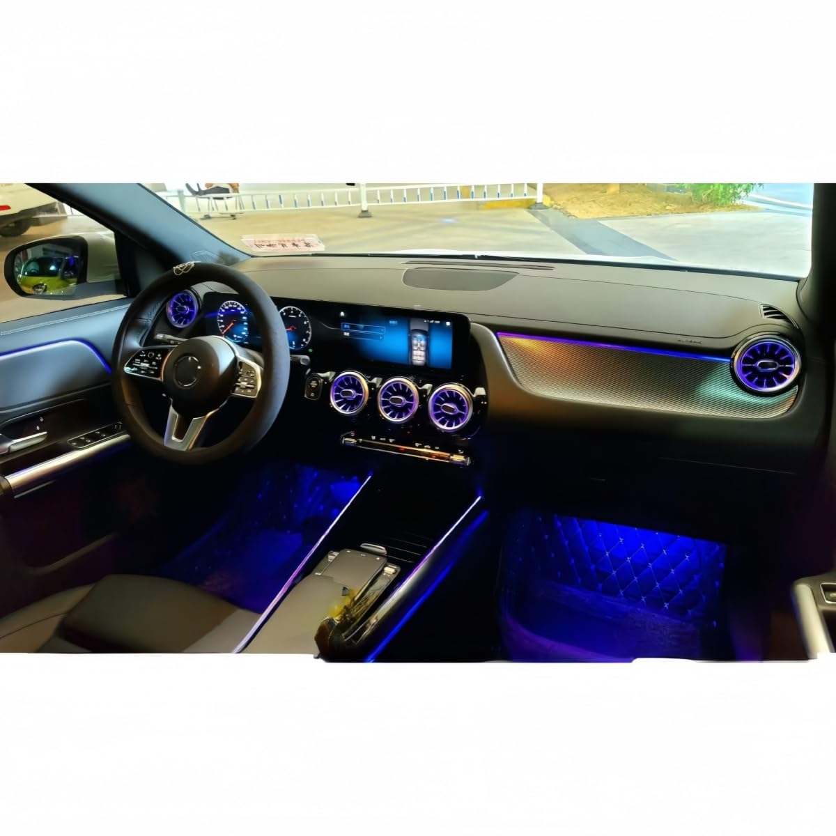 do Mercedes Benz GLA W247 2019-2025 LED 64-kolorowe światło ambientowe przednie i tylne podświetlane wiatry Atmosphere wewnętrzna modyfikacja ekranu