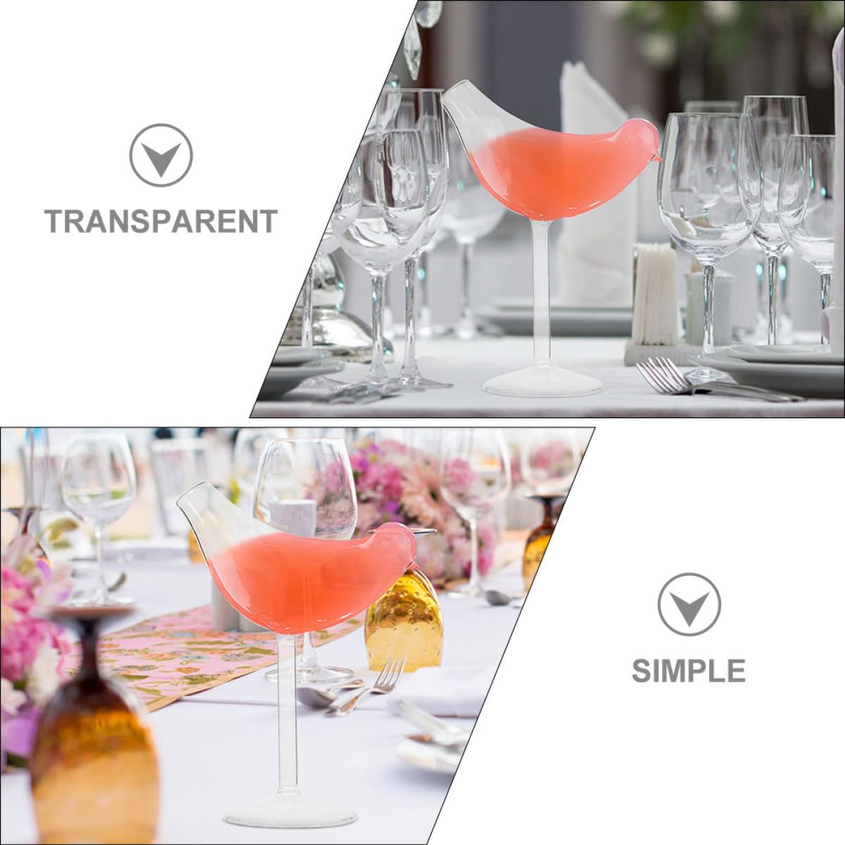 8stücke Teiliges Vogelglas in Goblet form aus Hochwertigem Glas Geeignet für Zuhause Bar Party Hotel Stilvolle Trinkgläser für Wein Brandy und Cocktails