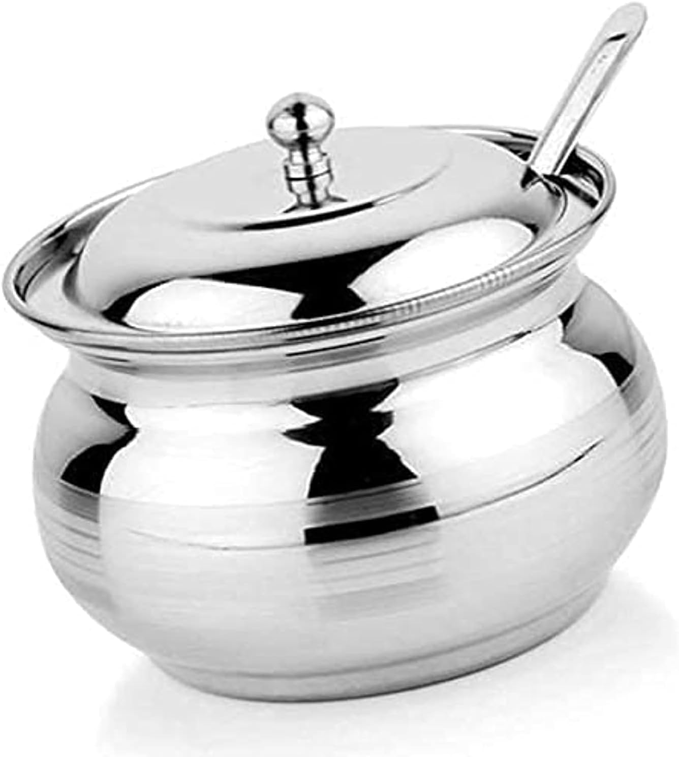 Rastogi Handicrafts Stainless Steel Small Storage Pot with lid for Oil Ghee, salt, tea, coffee, spices, dry fruits, sugar (3) Size in Inch - Length- 3.25 x Width- 3.25 x Height- 3