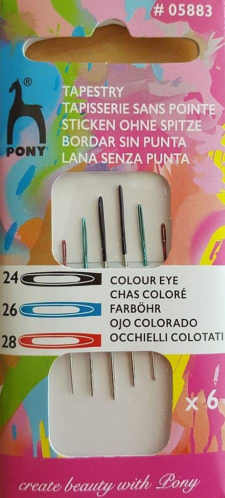 Pony Coded Eye Needles: Tapestry 24/28, Multi-Colour