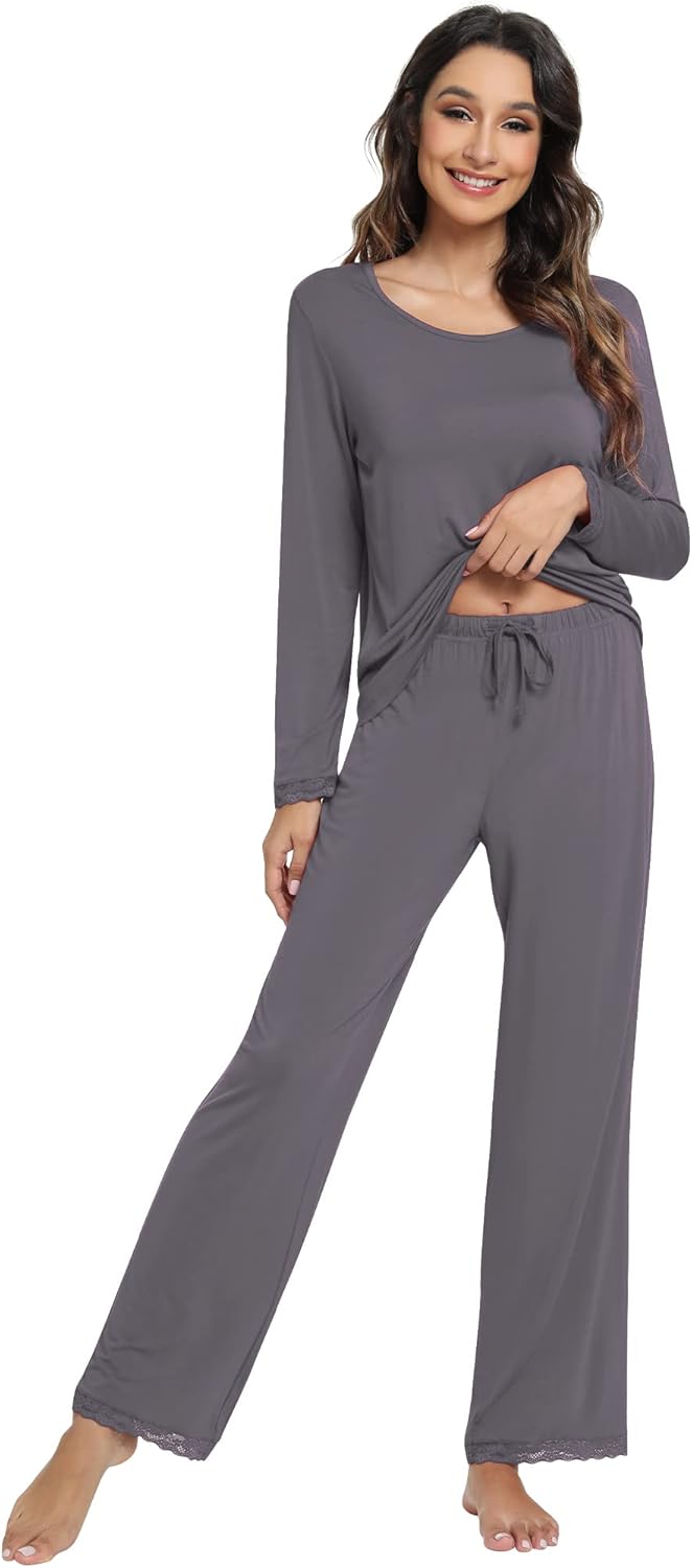 WiWi Viscose from Bamboo Pajamas Sets for Women Soft Long Sleeve Sleepwear and Pants Pjs Lounge Set Loungewear S-XXL - Image 3