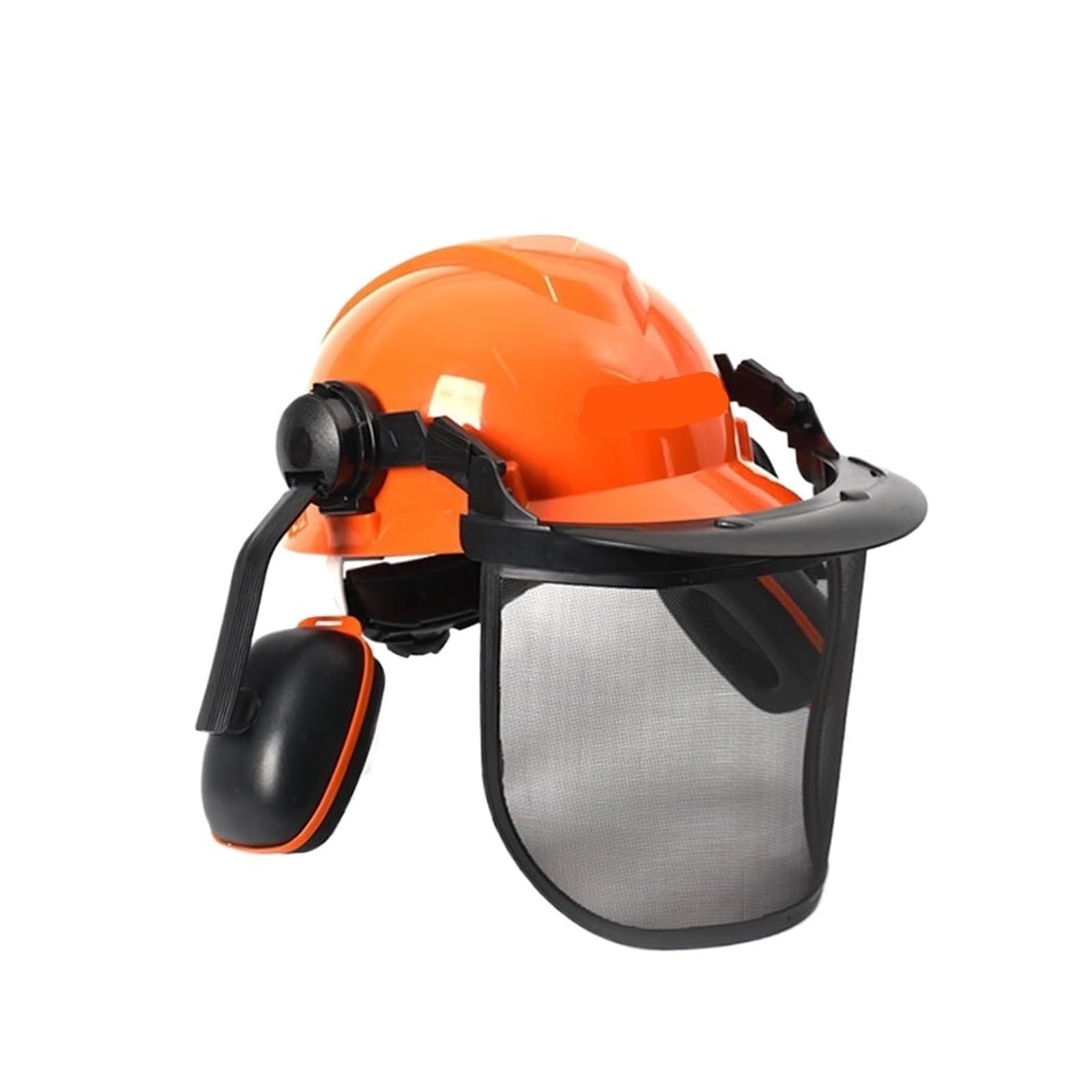 Generico Casco di Sicurezza 3 in 1 con Visiera in Rete e Cuffie | Casco ABS, schermo facciale in rete metallica regolabile, cuffie rotanti, misura testa 54-62cm(3in1 face mask(1pc))