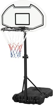 Aosom Poolside Basketball Hoop Stand Portable Basketball System Goal, Adjustable Height 3-4, 30" Backboard