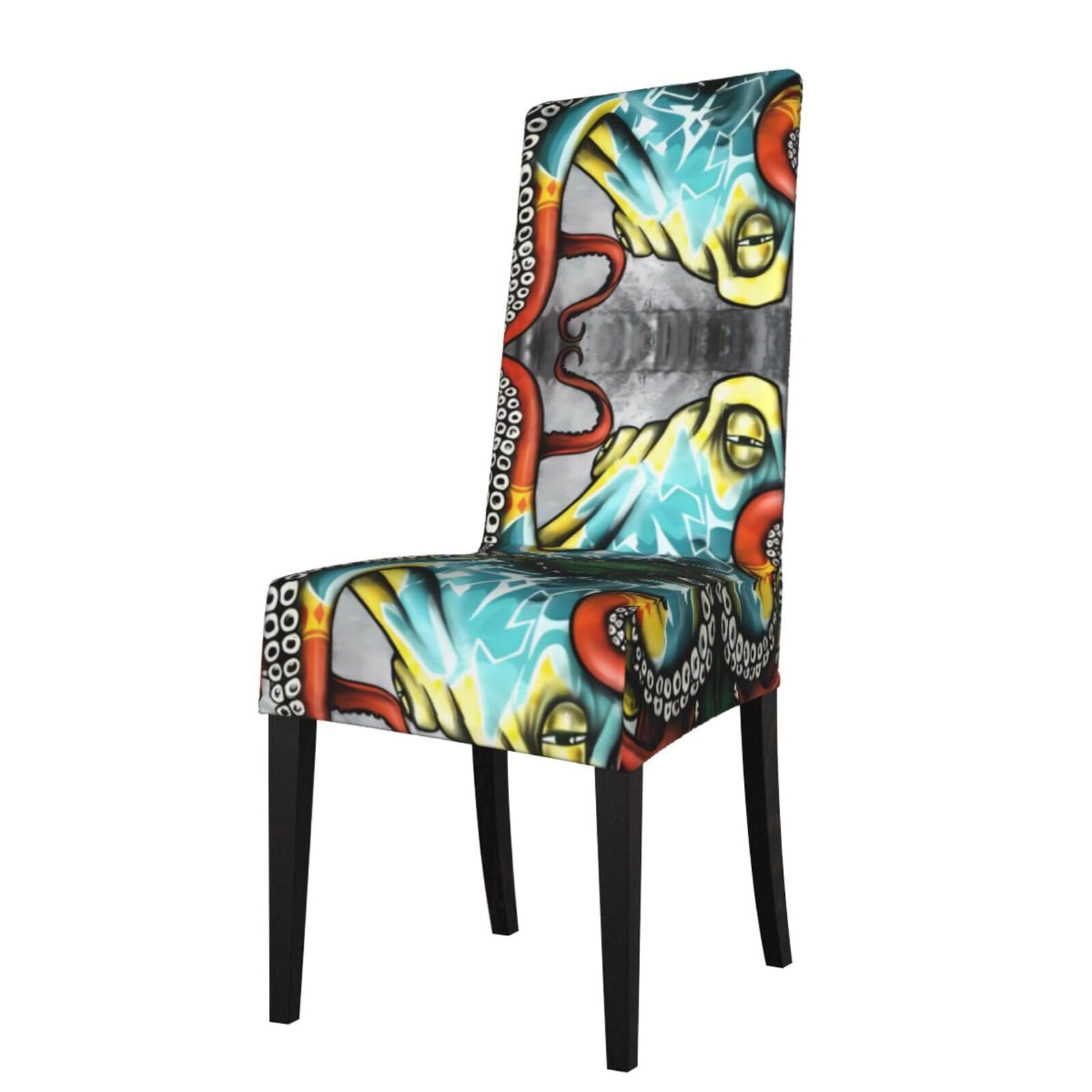 HJFCZH Color Graffiti Octopus Prints Protection Cover for Dining Chair - Stretchable Chair Throw Covers for Dining Room, Hotel Event Party