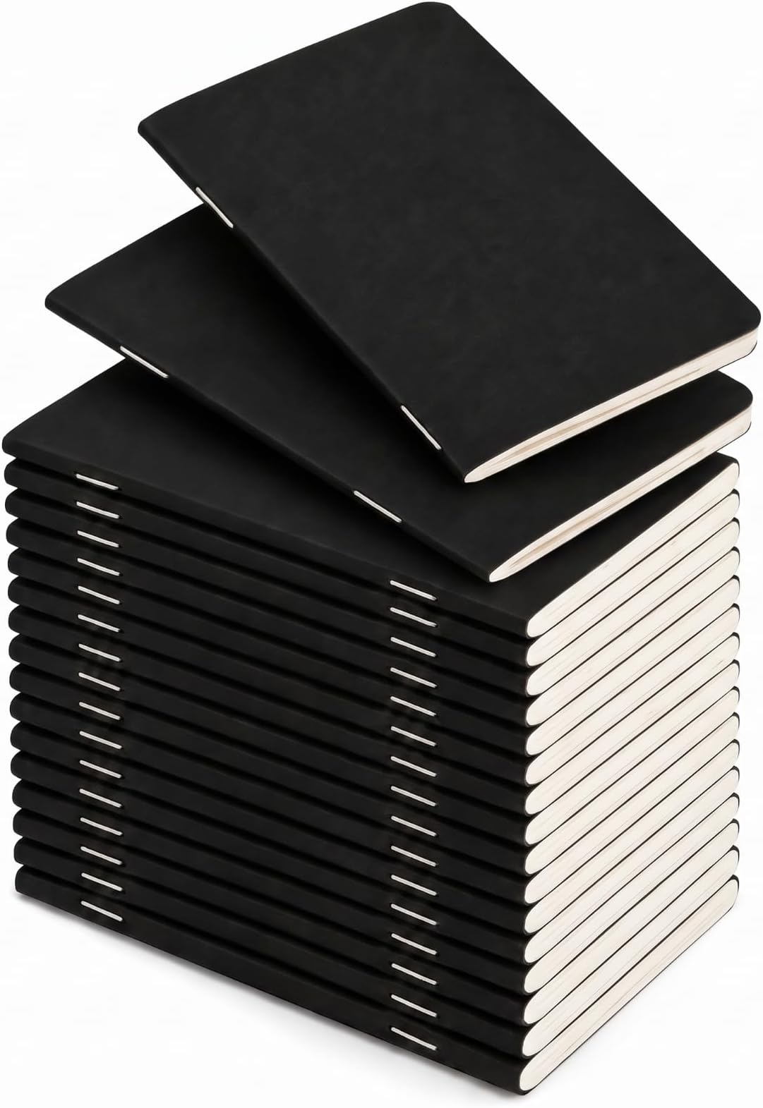 Outus 36 Pcs Pocket Notebook Mini Journal 2.5" x 4" Kraft Paper Mini Notepad Bulk Softcover Pocket Notepad Memo Diary Subject Notebooks for Student Traveler School(Black, Blank Cover)