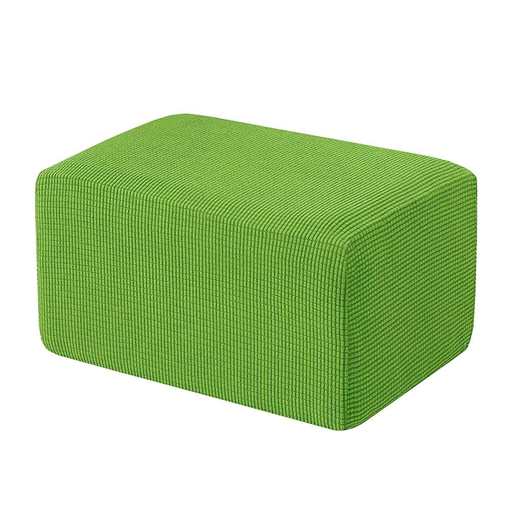 Housse de protection de meubles extensible verte pour grand pouf repose-pieds tricoté
