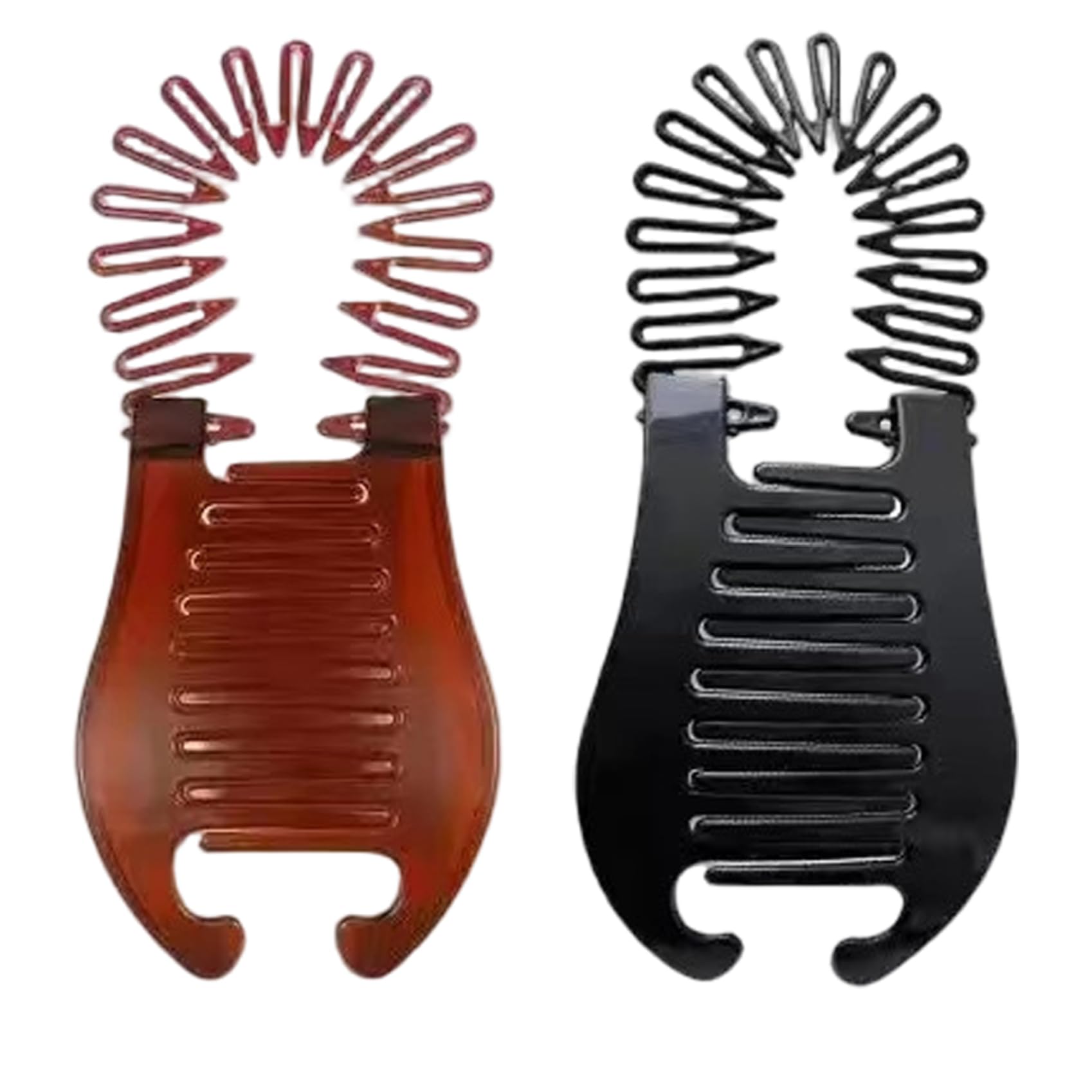 2Pcs Banana Clip, Fashionable Plastic Interlocking Soft Bendable Banana Hair Clips for Women Clincher Ponytail Styling Tools Clips