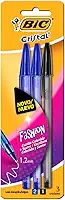 Caneta Esferográfica BIC Cristal Fashion com 2 Azul e 1 Preta, Ponta Média de 1,2mm, Escrita Macia, 878655