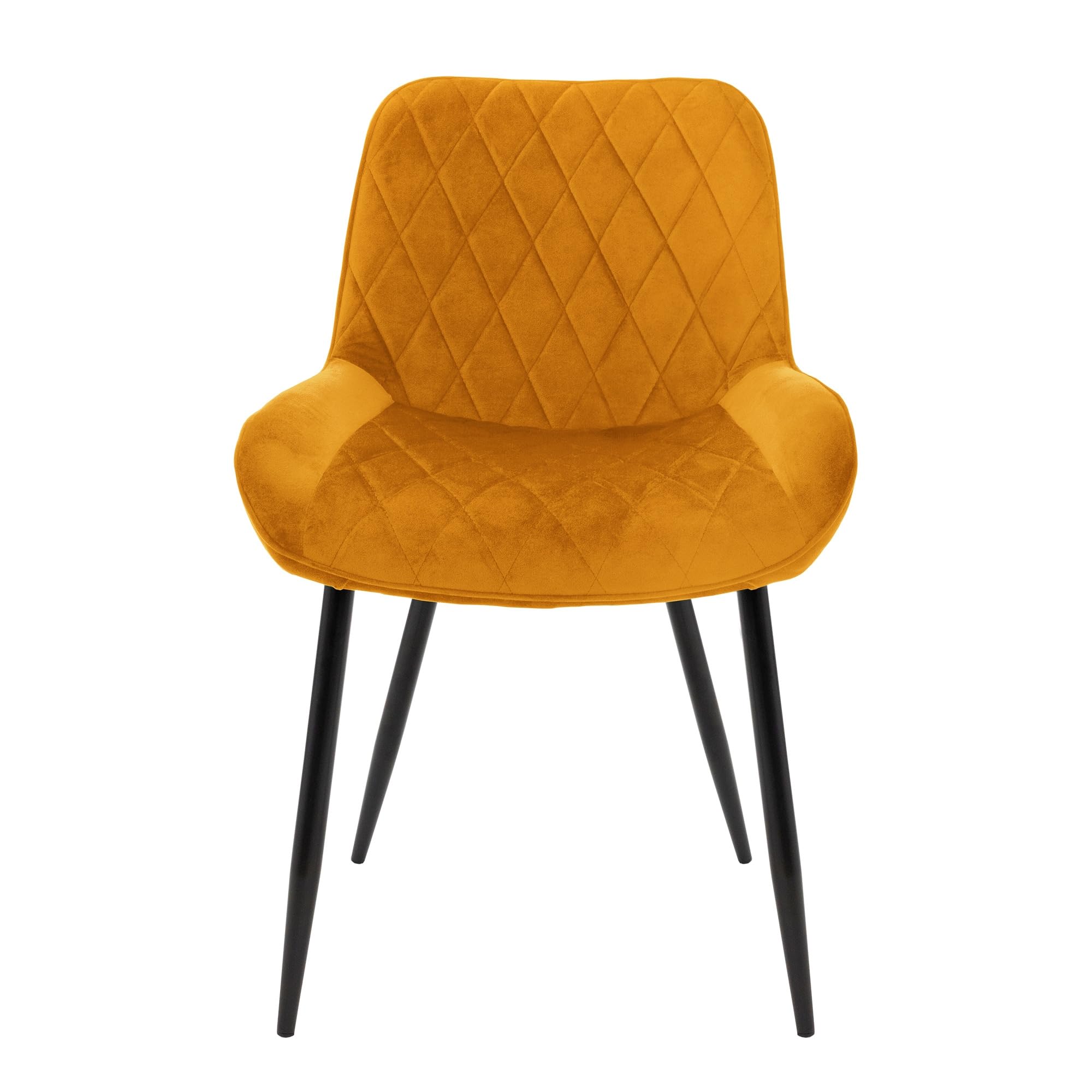 ML-Design 2X Sillas de Comedor Ocre Estilo Retro Asiento Tapizado Aspecto de Piel Sintética Patas de Metal Negras con Respaldo y Apoyabrazos Sillón Moderno para Salón Oficina Dormitorio Cocina