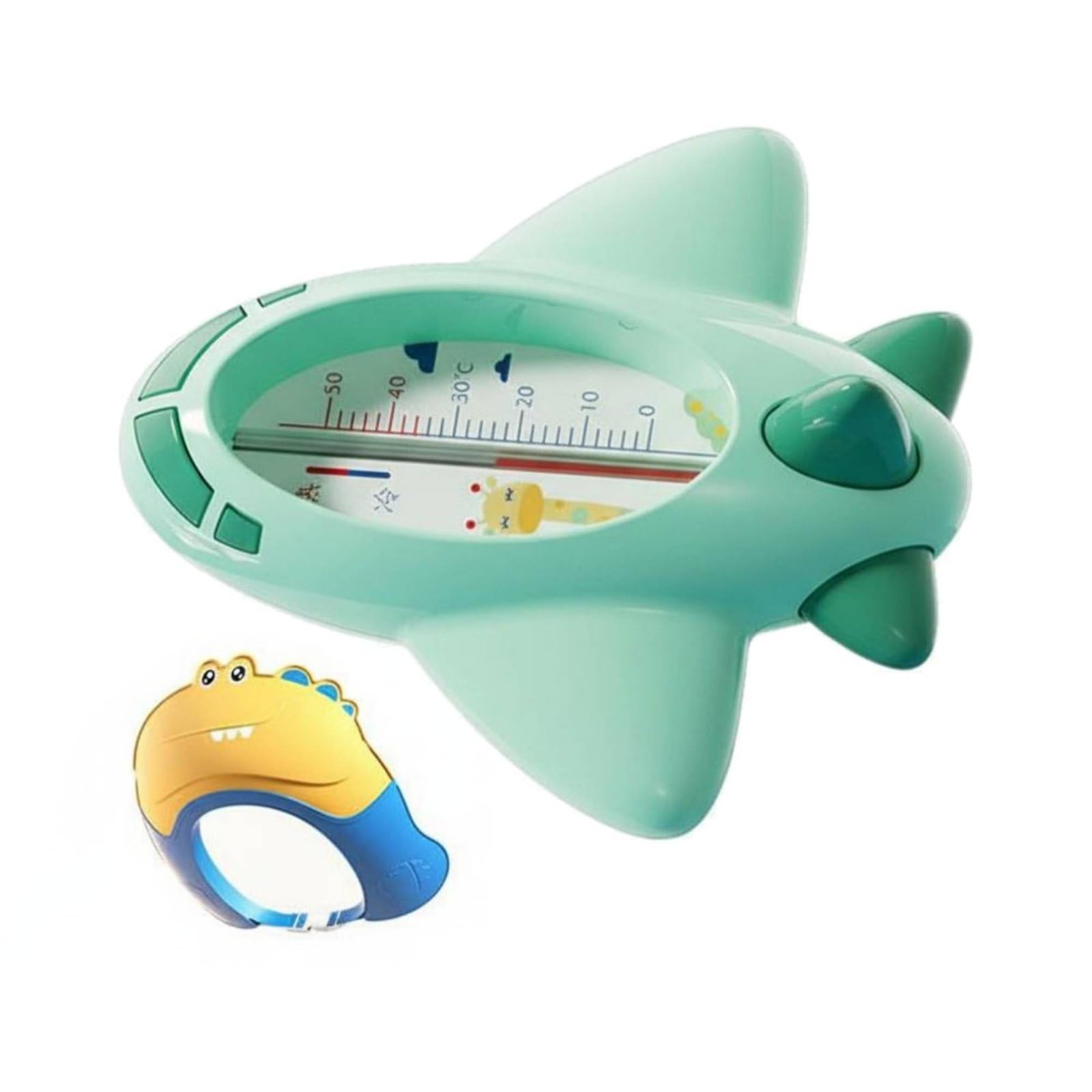 OJIVA® Baby Bath Thermometer Waterproof Buoyant Bath Toy Thermometer Infant Water Temperature Non-Mercury-Safe Liquid-Safe, Green, Airplane W Bath Cap|Baby|Baby Safety & Health-image-36