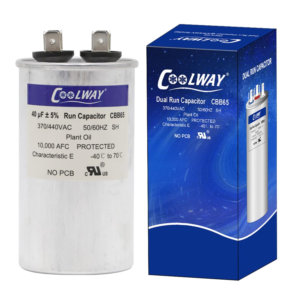 COOLWAY 40 uF 40 MFD 370V or 440V Run Start ac Capacitor for ac CBB65r CBB65b Capacitor 370 440