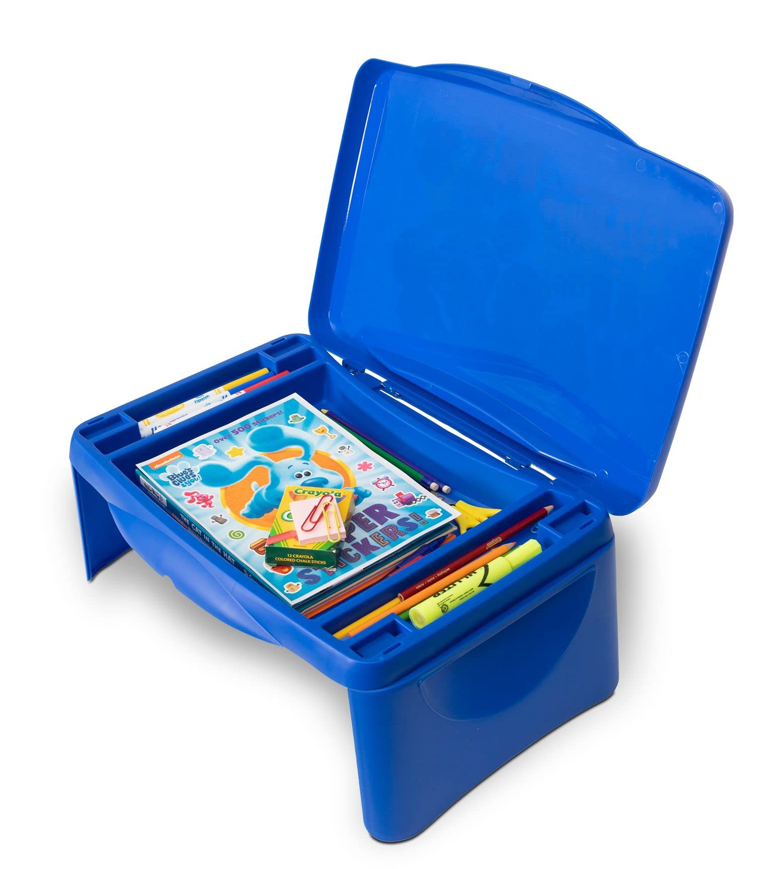 Blue's Clues Kids Lap Desk with Storage - Folding Lid and Collapsible Design - Portable for Travel or use in Bed at Home - Great for Writing, Reading or Other School Activities