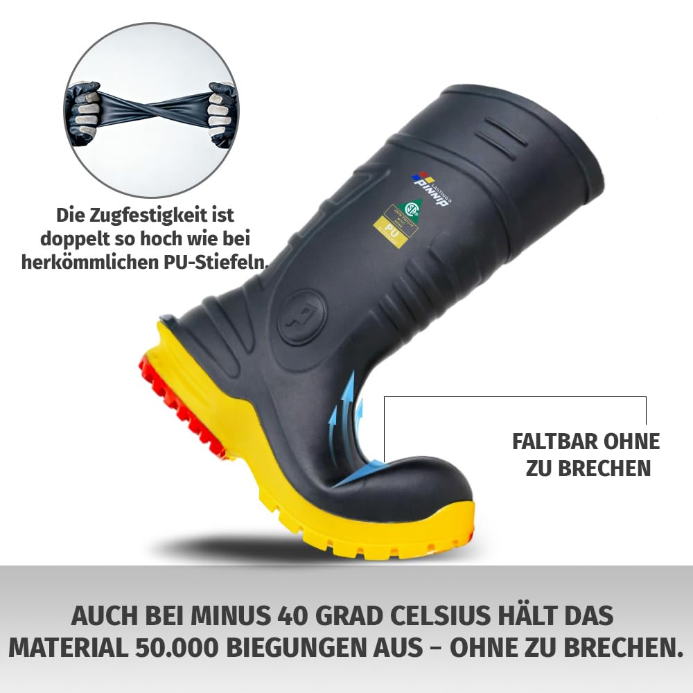 S5 Sicherheitsstiefel Herren – PU Gummistiefel mit Stahlkappe & Durchtrittschutz, säure- und ölbeständig, Wasserdicht, Rutschfest für Bau & Landwirtschaft, CE & CSA