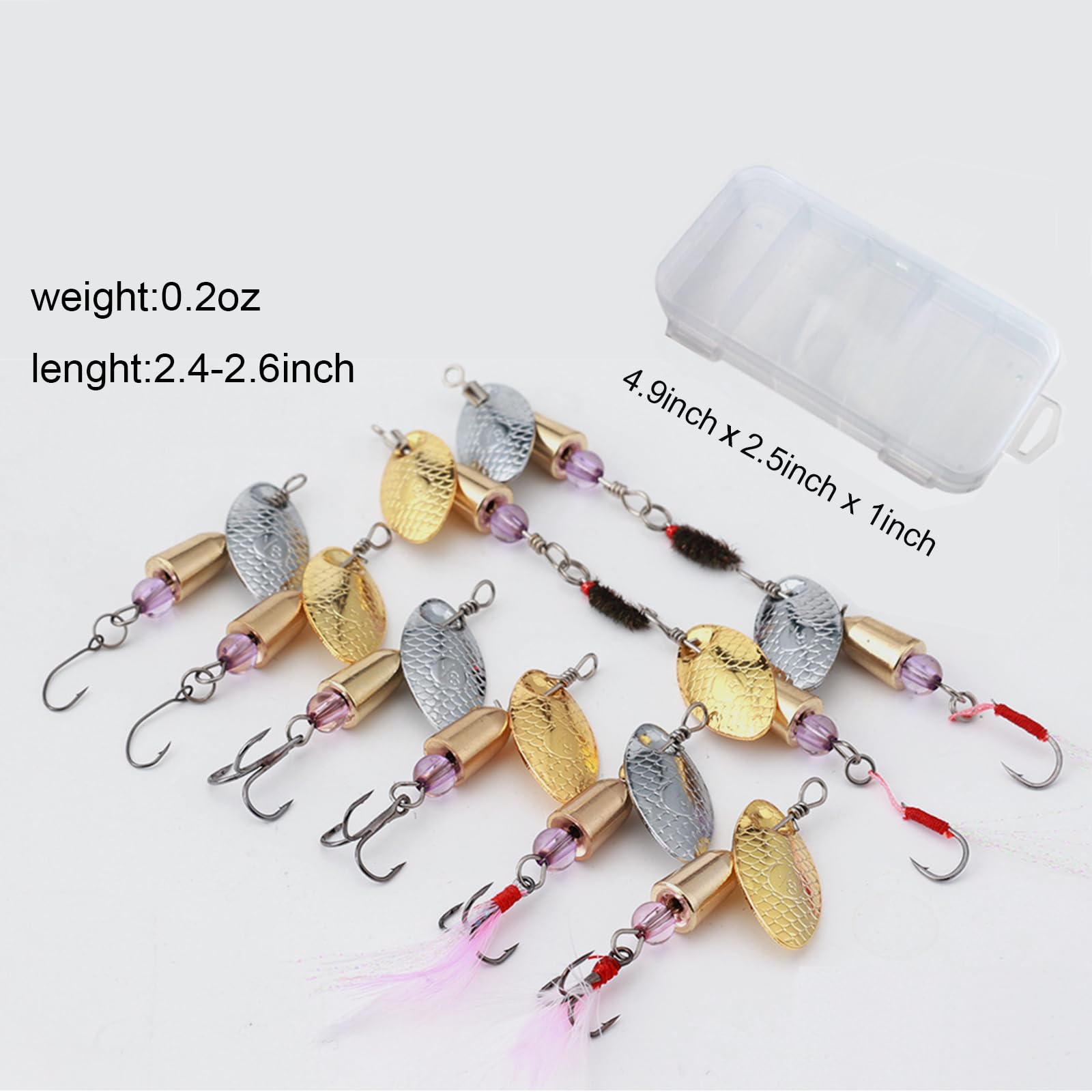 Syffvlo Fishing Lures Trout Spinner - Fly Fishing Lures Baits for Bass Salmon Smallmouth, Spinnerbait Kit Pike Sunfish Bass Bait with Fishing Hooks, Fishing Gear Gifts for Men