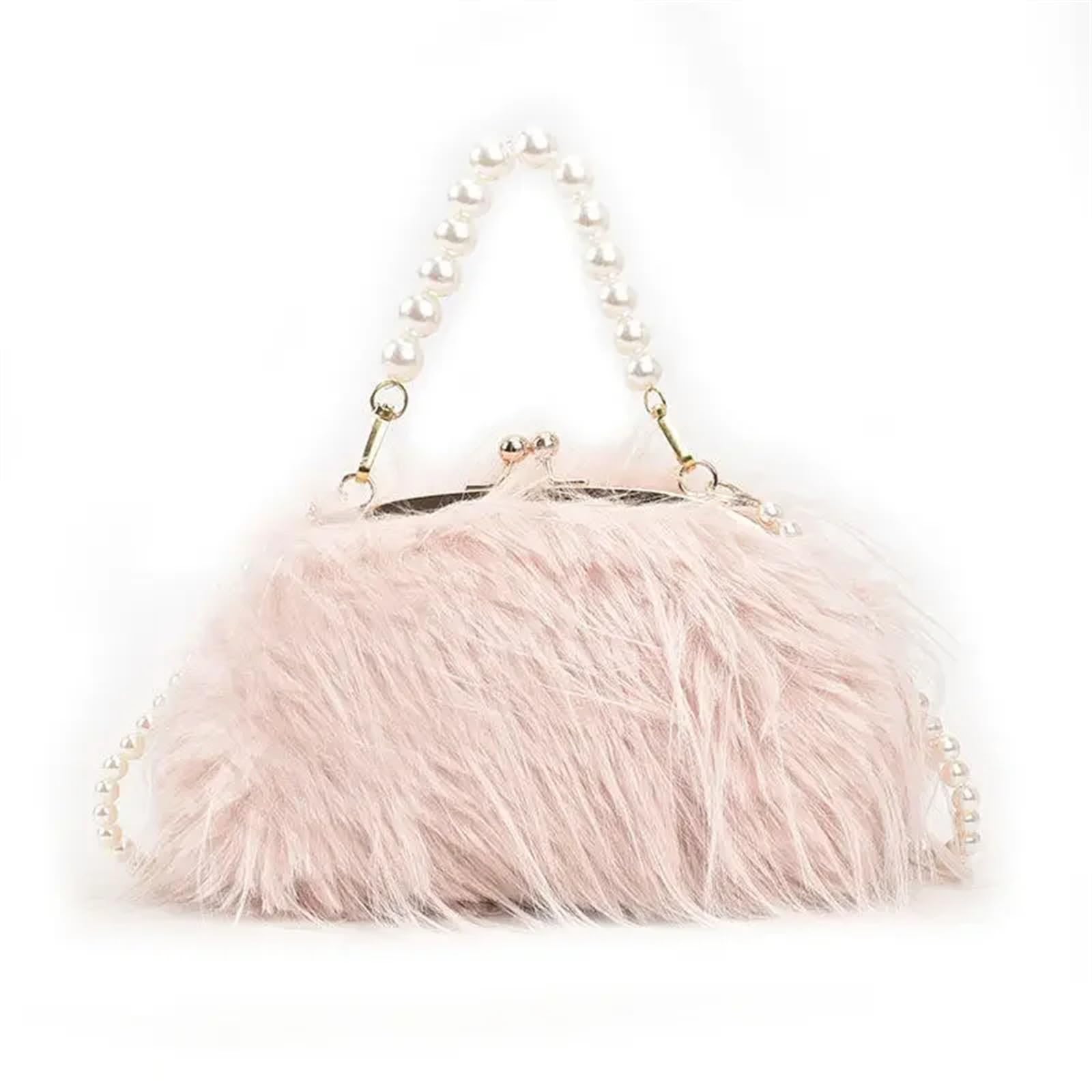MZPOZB Feather Bag Ladies Trendy Shoulder Bags Tassel Feather Pearl Chain Handbags For Women Autumn Winter Prom Party Evening Bags Purses Feather Evening Clutch Handbag(Pink)
