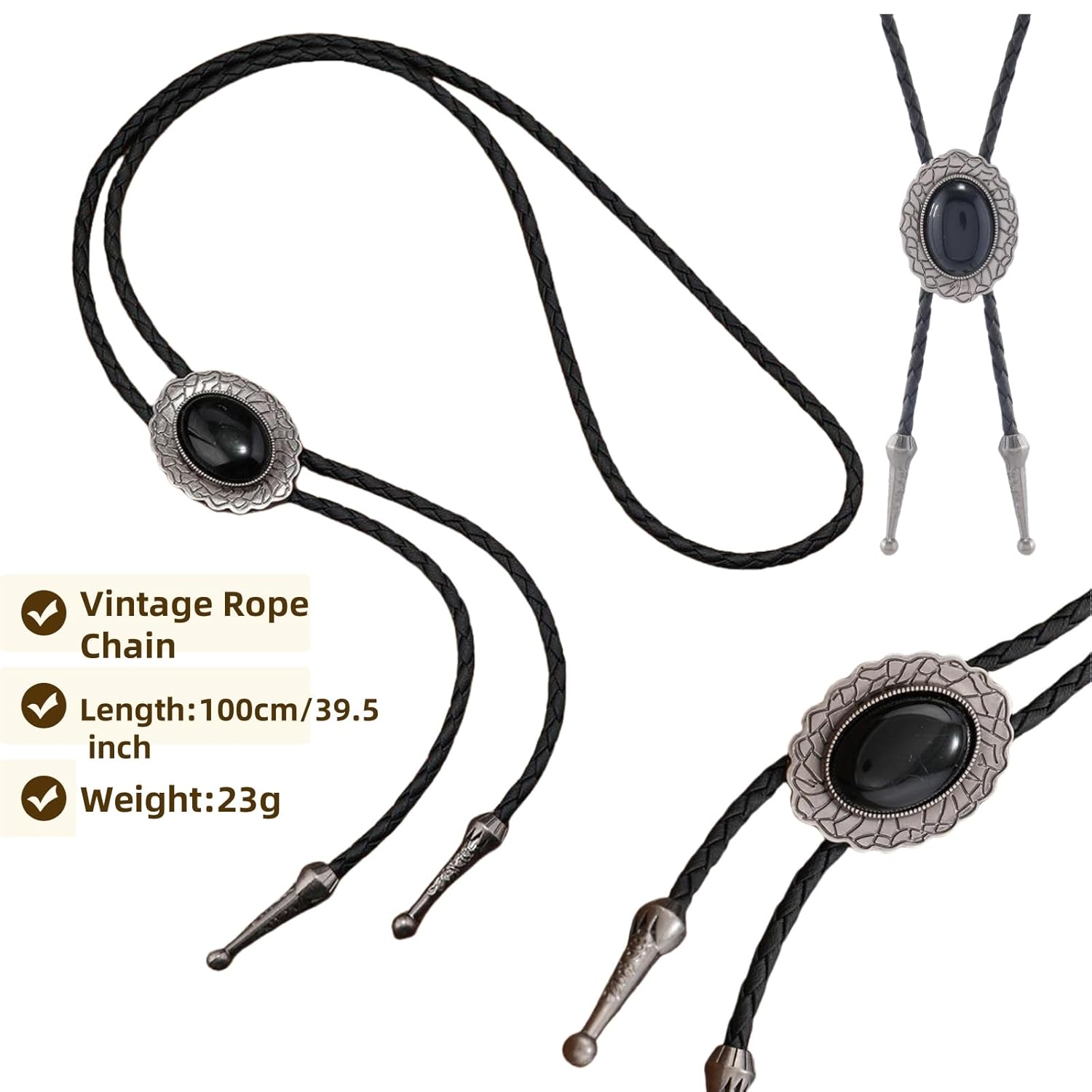 Long Hair Wig for Men - Black Ponytail Wig with Necklace, Straight Black Wig, Lightweight Natural Japanese Synthetic Fiber are Smooth, No Shiny,The Mens Wigs are Suitable for Men Daily Cosplay Costume - Image 5