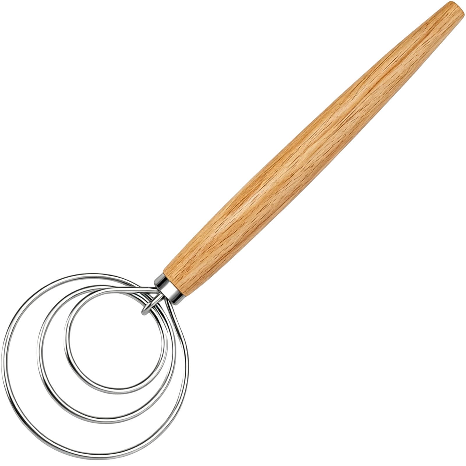 Maxjoy Danish Dough Whisk - Wooden Bread Mixer with Stainless Steel Dough Hook - Original Dutch Sourdough Whisk for Bread Making Tools and Supplies - Whisking Tool 13 Inch