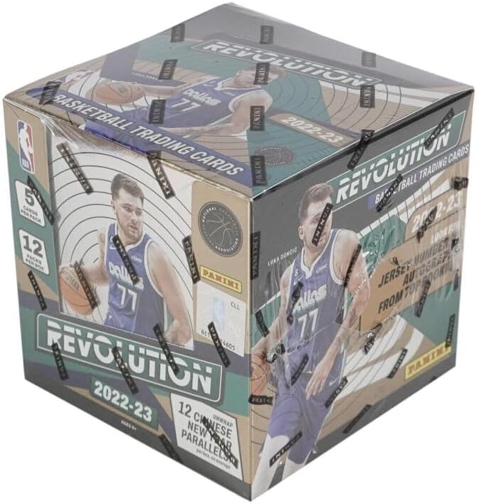 2022-23 Panini Revolution Chinese New Year NBA Basketball Factory Sealed Hobby Box. 12 Packs of 5 Cards. Find 12 Chinese Revolution Parallels Per Box. Look for Low Numbered Emerald and Autographs.