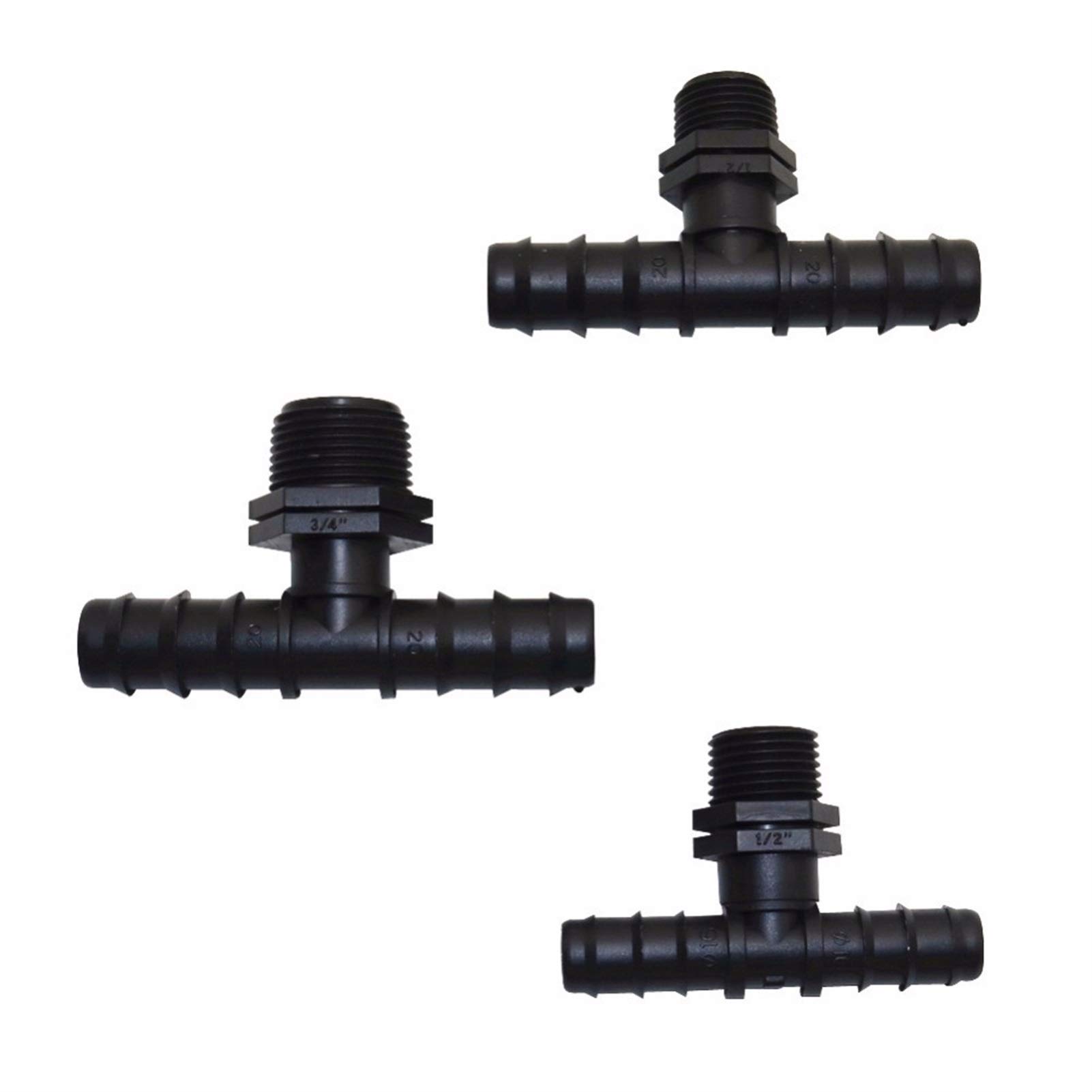 Garden Plumbing 10 Pcs DN16,DN20 Water Pipe Hose Barbed Tee Connectors Irrigation Fittings 1/2' 3/4' Thread (Diameter : 3I4)