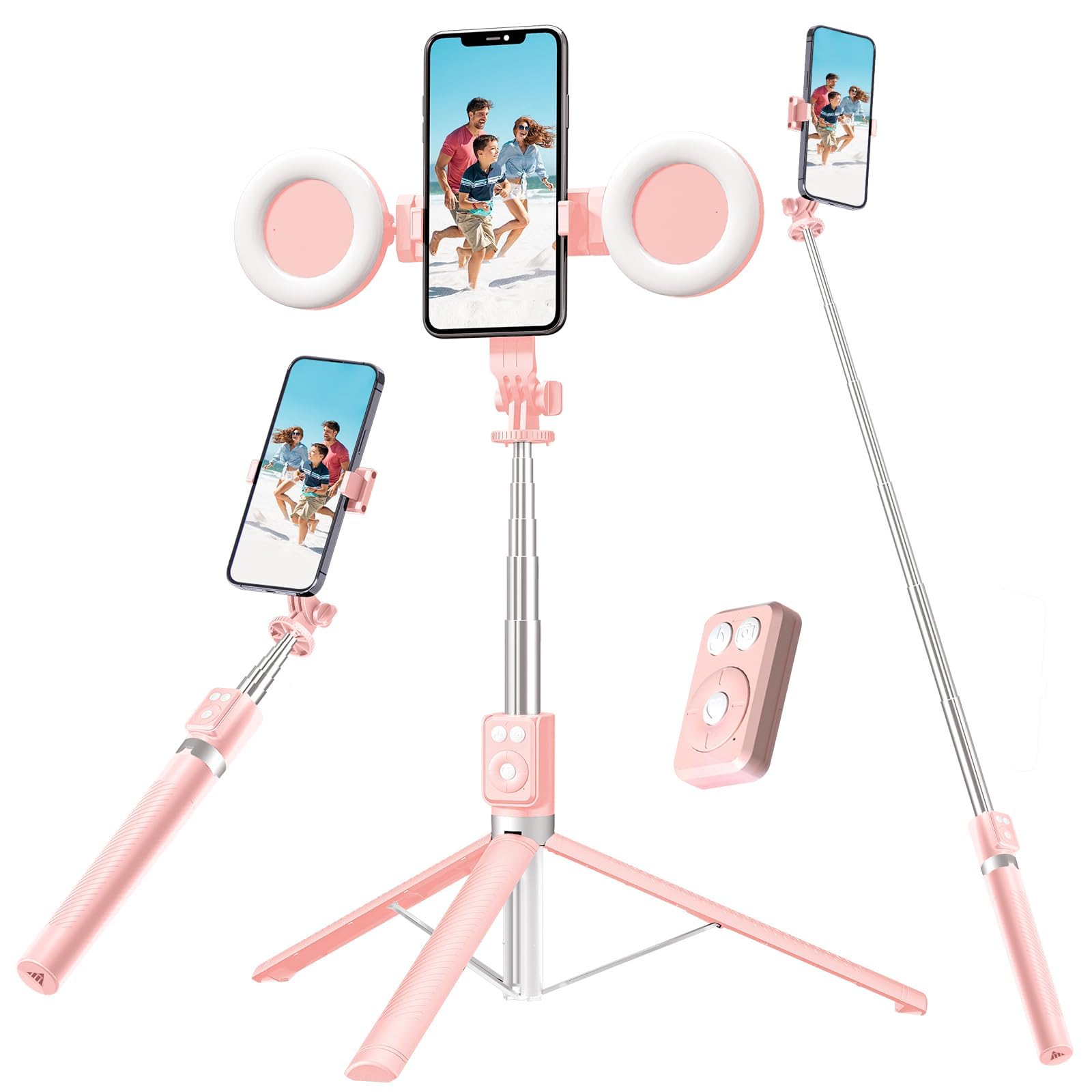 Selfie Stick Tripod with Fill Light Phone Selfie Stick Durable Stainless Steel Design Bluetooth Remote Control and Stable