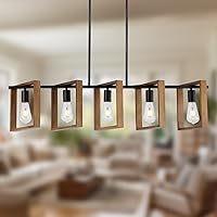 Vista 17 de Iluminación de isla de cocina de 35.4", lámpara de araña de 4 luces para comedor estilo granja, iluminación colgante moderna en negro, luces