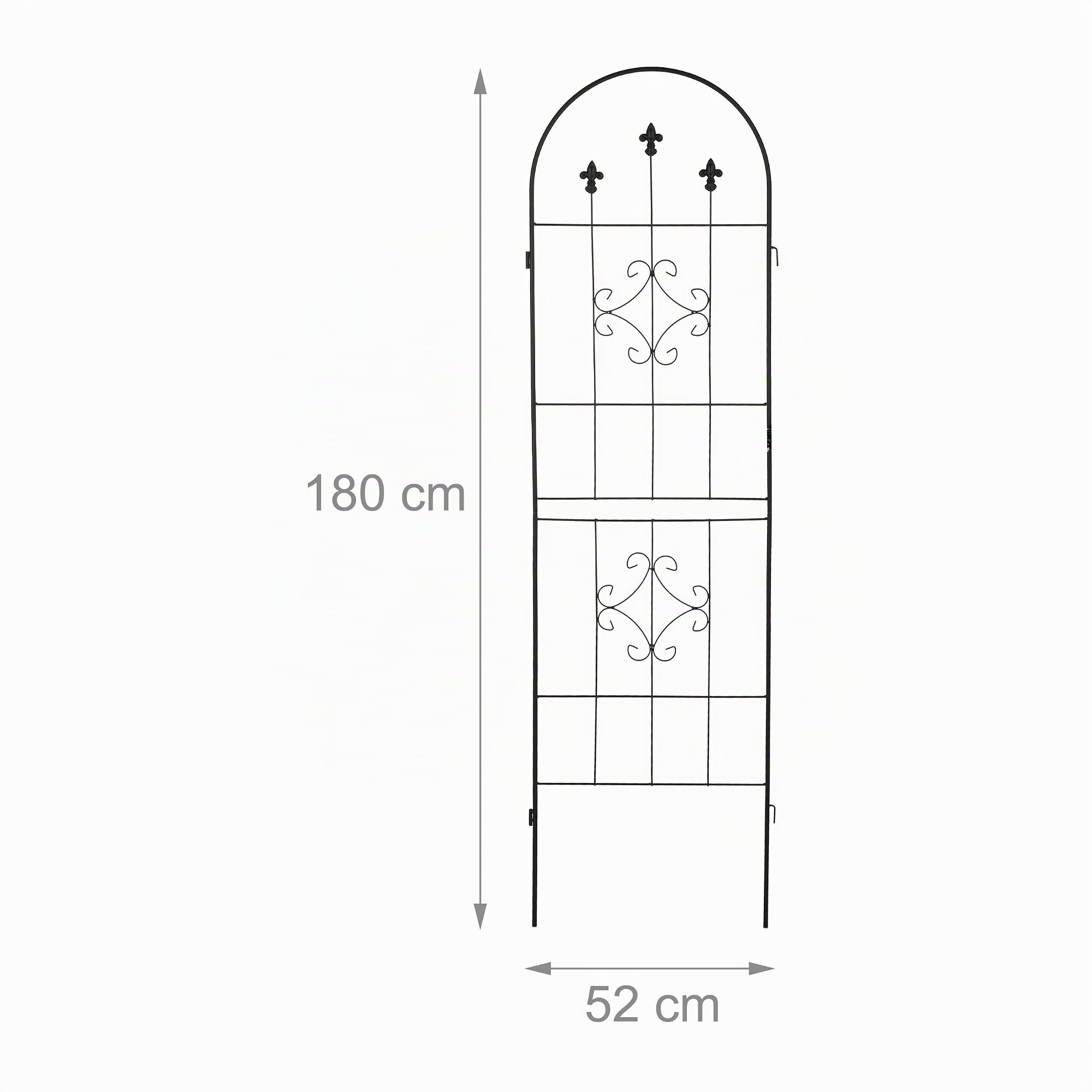 Relaxdays Grigliati per Rampicanti, Set da 2, HxL 180 x 50 cm, Supporti in Metallo per Piante, Tralicci a Incastro, Nero