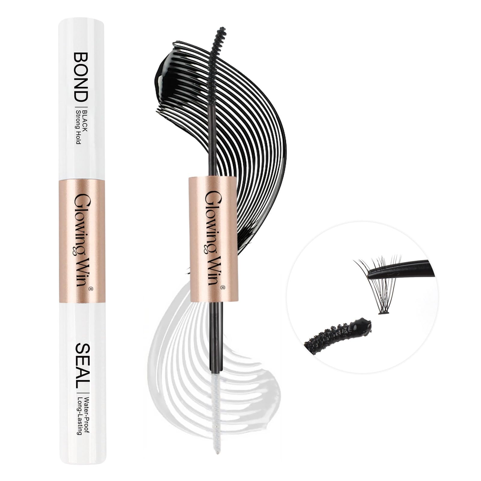 Glowing Win 2 in 1 Eyelash Glue - DIY Cluster Lashes, Individual Eyelash Extension Glue, Strong Hold 48-72 Hours, Waterproof Lash Adhesive