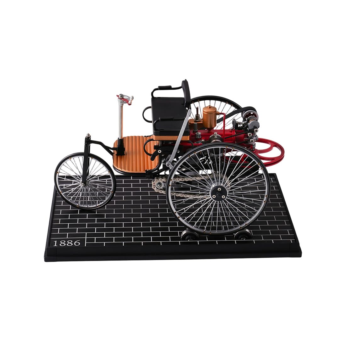 BAUBAUPLAY Modellino di auto a triciclo, auto elettrica meccanica in metallo, kit di montaggio fai da te per adulti, modello educativo da collezione (430 + pezzi)