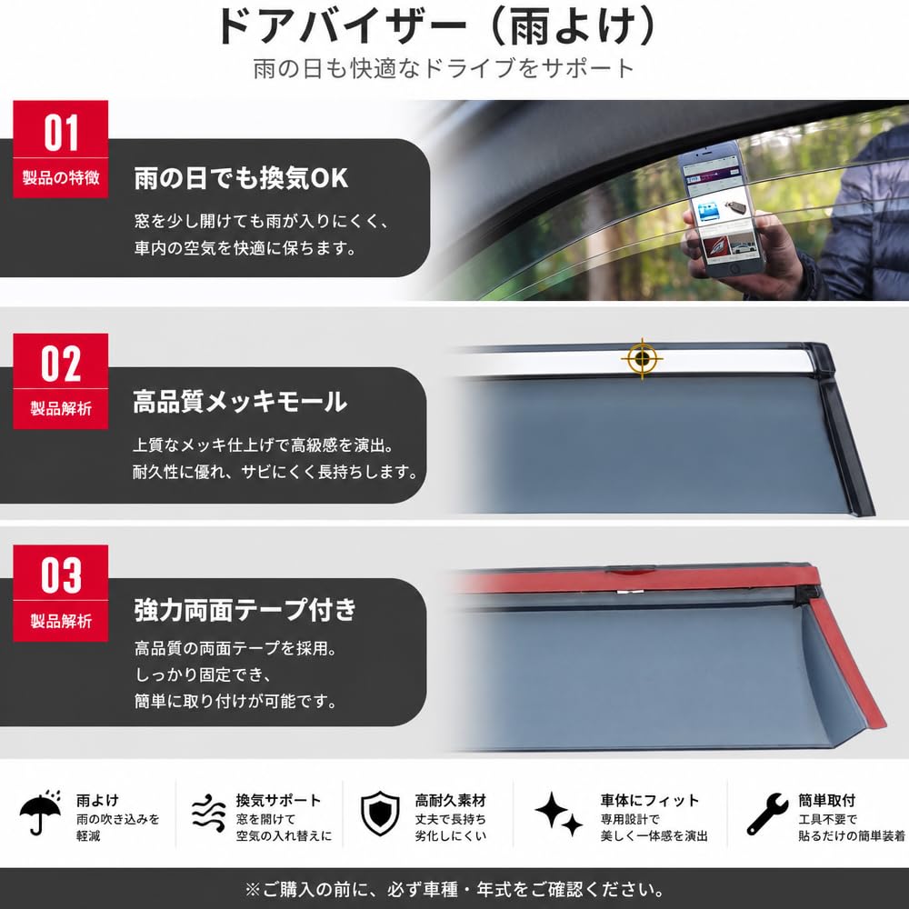 ランドクルーザー LC300 ウィンドウバイザー 4枚セット ランドクルーザー LC300 ウィンドウバイザー 4枚セット