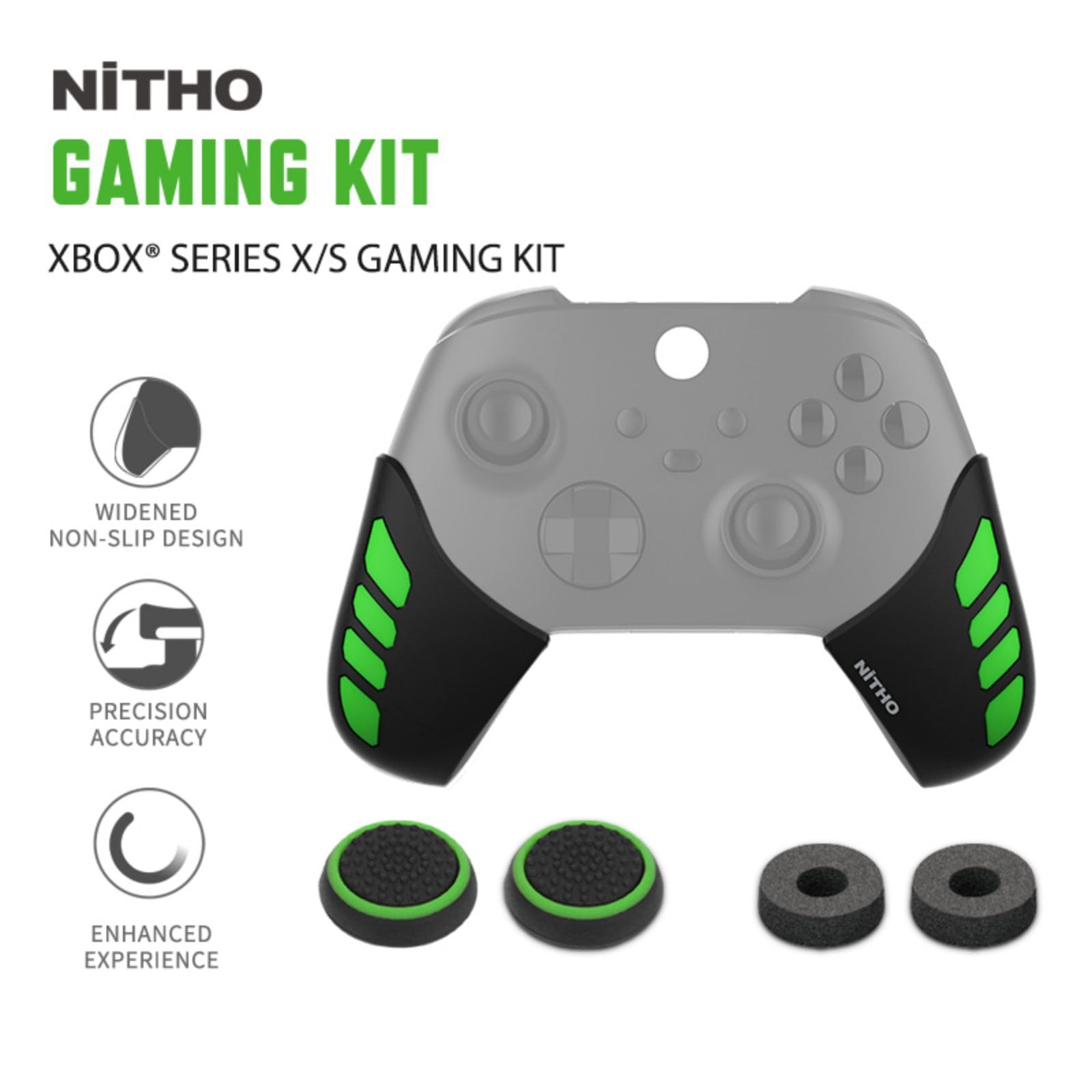 NiTHO Gaming Kit pour Manettes Xbox Series X/S, Ensemble Complet d'Améliorations - Poignées en Silicone Anti-Transpiration, Boutons de Contrôle, Anneaux de Précision, Accessoires pour Xbox Series X/S