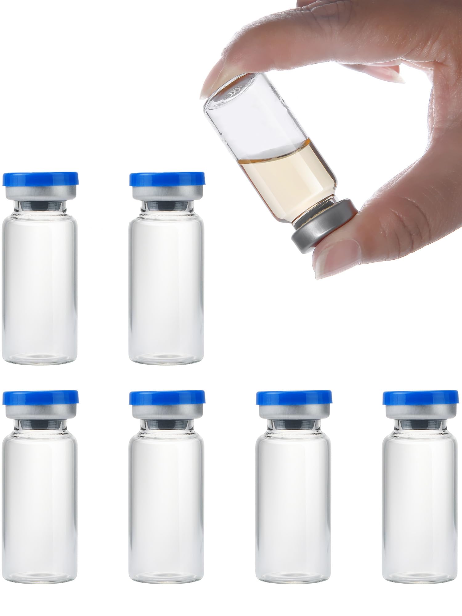 10ml Glass Vials for Injections, Self-Healing Injection Port, Sterile Empty Vials for Injections with Sealed Cap (50 Pack)